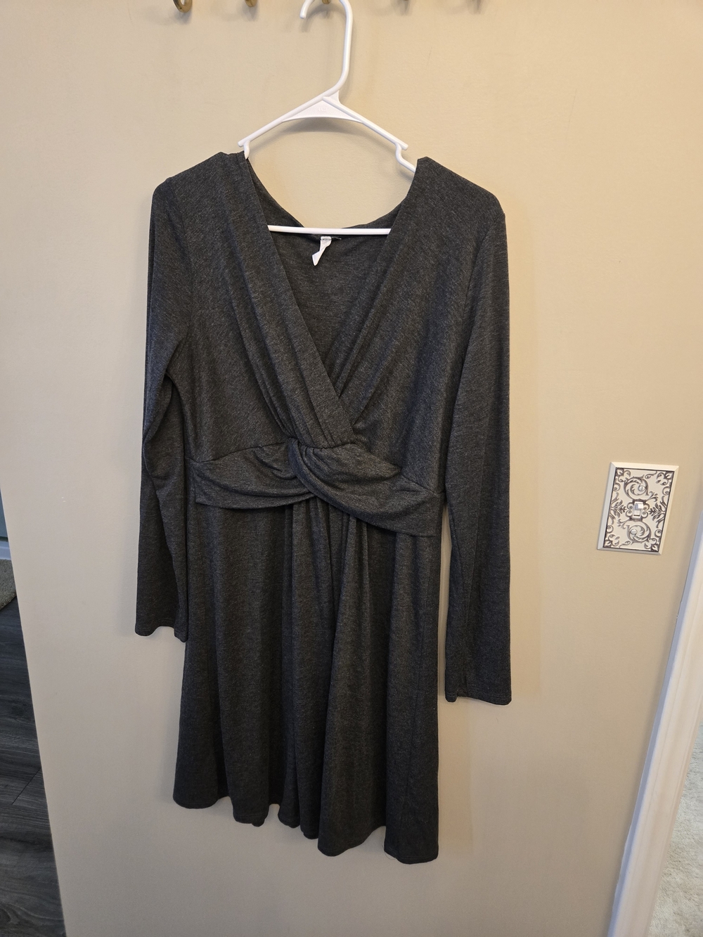 Pinkblush Charcoal Twist-Front Long Sleeve Dress Maternity XL